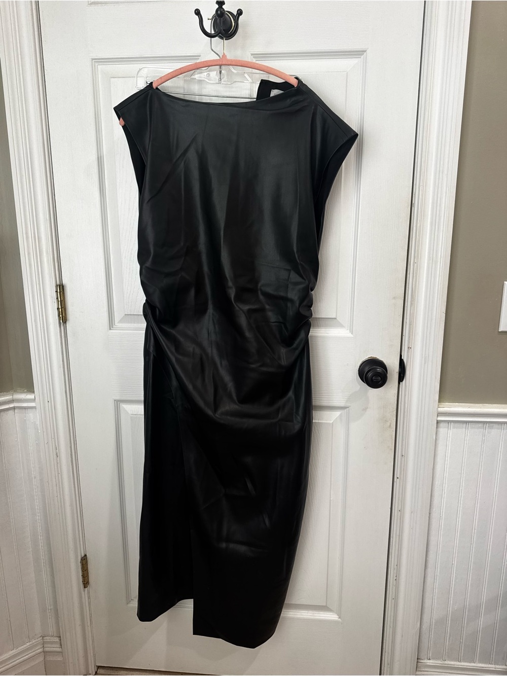 Modern Citizen Black Faux-Leather Midi Dress
